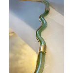 Wave Mirror in Green and Gold "Torchon" Torciglione Murano Glass, exclusive design by Simoeng - Image 9