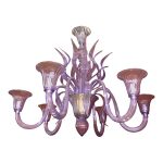 Contemporary Wisteria "Glicine" Murano Style Glass Leaf Chandelier