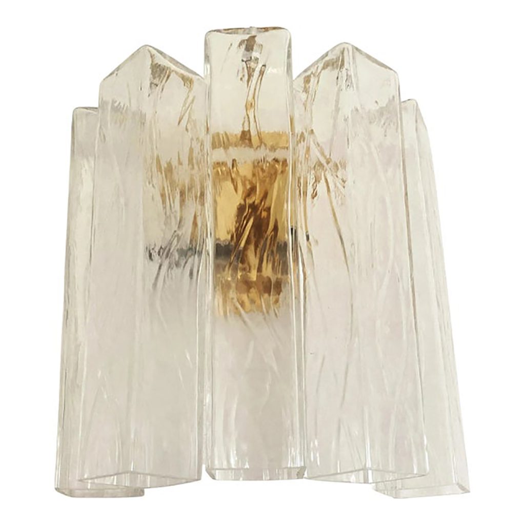 Mid-Century Modern Style "Squared" Murano Glass Gold Wall Sconce