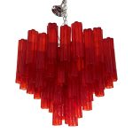 Red "Campari" Colour Chandelier in Murano Style Glass