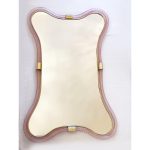 Scenographic Pink and Gold Mirror with "Torchon" Murano Glass - Image 10