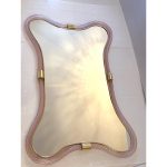Scenographic Pink and Gold Mirror with "Torchon" Murano Glass - Image 7