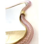 Scenographic Pink and Gold Mirror with "Torchon" Murano Glass - Image 8