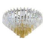 Vintage Amber "Quadriedro" Murano Style Glass Chandelier