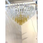 Vintage Amber "Quadriedro" Murano Glass Chandelier - Image 4