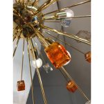 Amber and Black Cubes Murano Glass Gold Sputnik Chandelier - Image 2