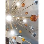 Amber and Black Cubes Murano Glass Gold Sputnik Chandelier - Image 4