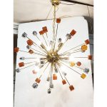 Amber and Black Cubes Murano Glass Gold Sputnik Chandelier - Image 5