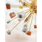 Amber and Black Cubes Murano Glass Gold Sputnik Chandelier - Image 6