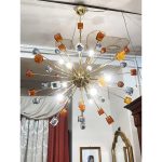 Amber and Black Cubes Murano Glass Gold Sputnik Chandelier - Image 8