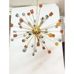 Amber and Black Cubes Murano Glass Gold Sputnik Chandelier - Image 9