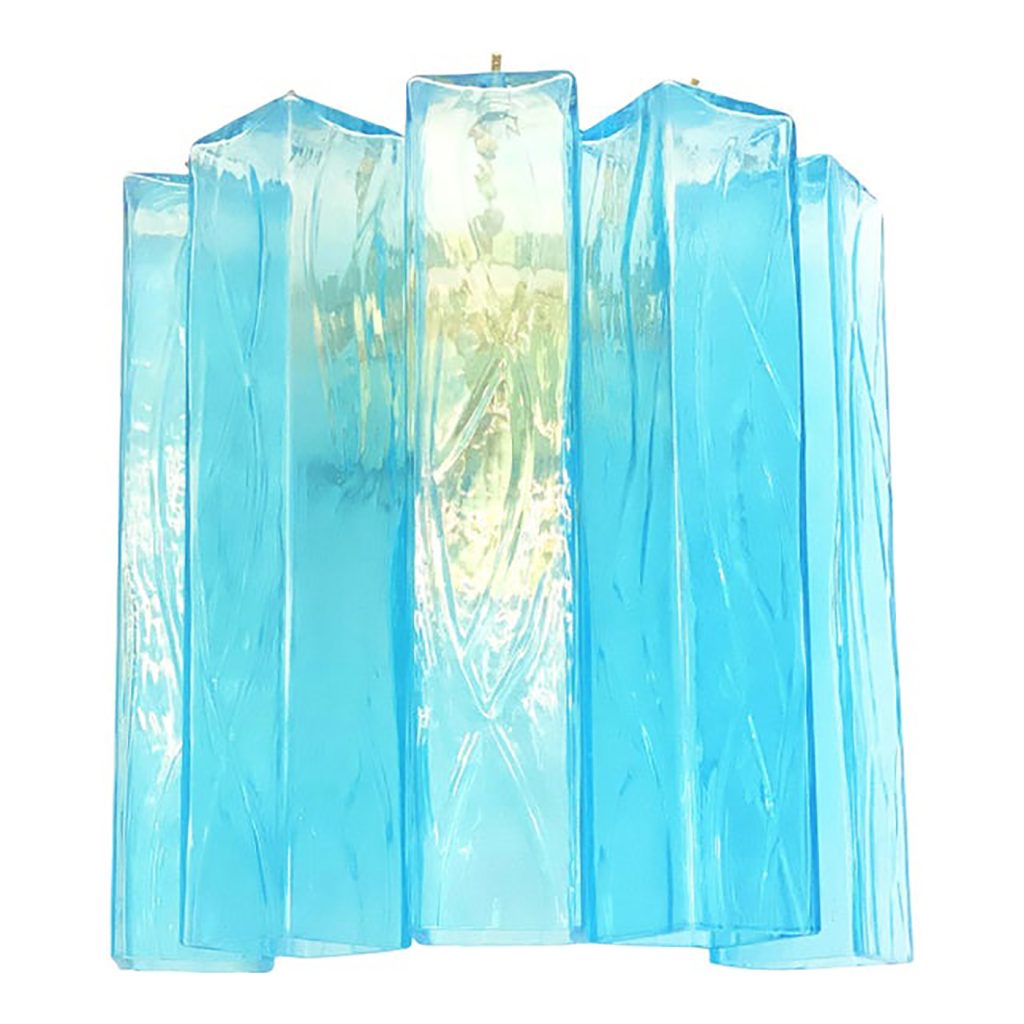 Contemporary Light-Blue “Squared” Murano Glass Wall Sconces