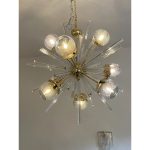 Contemporary Mid-Century Modern Style Sputnik Blue Murano Glass Chandelier - Image 11