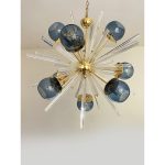 Contemporary Mid-Century Modern Style Sputnik Blue Murano Glass Chandelier - Image 12