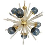 Contemporary Mid-Century Modern Style Sputnik Blue Murano Glass Chandelier