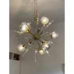 Contemporary Mid-Century Modern Style Sputnik Blue Murano Glass Chandelier - Image 3