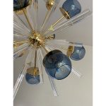Contemporary Mid-Century Modern Style Sputnik Blue Murano Glass Chandelier - Image 6