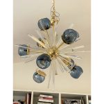 Contemporary Mid-Century Modern Style Sputnik Blue Murano Glass Chandelier - Image 7