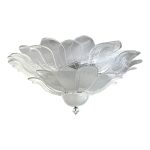 Huge Transparent and Sanded  "Petals" Murano  Glass Flush Mount