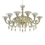 Venetian Gold Murano Glass Chandelier With Leaves