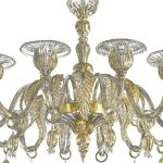 Venetian Gold Murano Glass Chandelier With Leaves - Image 2