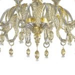 Venetian Gold Murano Glass Chandelier With Leaves - Image 3