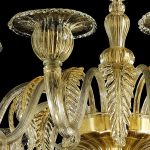 Venetian Gold Murano Glass Chandelier With Leaves - Image 4