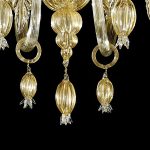 Venetian Gold Murano Glass Chandelier With Leaves - Image 5