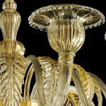Venetian Gold Murano Glass Chandelier With Leaves - Image 6