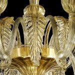 Venetian Gold Murano Glass Chandelier With Leaves - Image 7