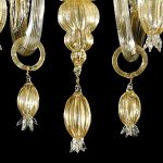 Venetian Gold Murano Glass Chandelier With Leaves - Image 8
