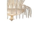 Contemporary Venetian White and Gold Leaves Murano Glass Chandelier - Image 2
