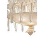 Contemporary Venetian White and Gold Leaves Murano Glass Chandelier - Image 3
