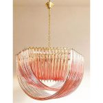 Exagonal pink "Bundled" Triedro Murano Glass Chandelier - Image 6