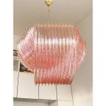 Exagonal pink "Bundled" Triedro Murano Glass Chandelier - Image 7