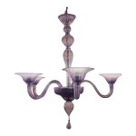 Italian Handmade Murano Glass Chandelier in Light Violet