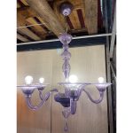 Italian Handmade Murano Glass Chandelier in Light Violet - Image 2