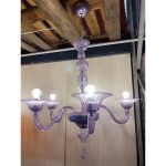 Italian Handmade Murano Glass Chandelier in Light Violet - Image 3