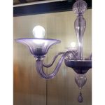 Italian Handmade Murano Glass Chandelier in Light Violet - Image 4