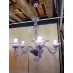 Italian Handmade Murano Glass Chandelier in Light Violet - Image 5