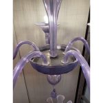 Italian Handmade Murano Glass Chandelier in Light Violet - Image 7