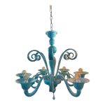 Italian Light Blue Murano Glass Chandelier