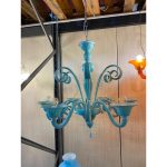 Italian Light Blue Murano Glass Chandelier - Image 6