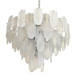 Italian Clear and Frosted Art Deco Murano Glass Chandelier