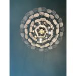 Italian Clear and Frosted Art Deco Murano Glass Chandelier - Image 4