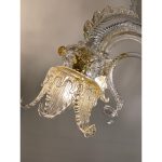 Clear and Gold Chandelier With Flowers and Leaves Murano Glass - Image 3