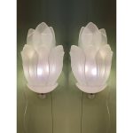 Contemporary Venetian Sanded Murano Glass Floreal Wall Sconces - Image 5