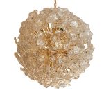 Transparent and Gold "Lotus" Murano Glass Sputnik Chandelier