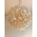 Transparent and Gold "Lotus" Murano Glass Sputnik Chandelier - Image 4