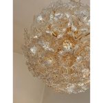Transparent and Gold "Lotus" Murano Glass Sputnik Chandelier - Image 5